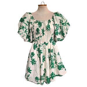 Merci 100% Cotton Puff Sleeve Peasant Mini Dress Crinoline Petticoat LARGE L